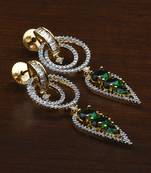 Gold Plated Hydro Emerald Embellished American Diamond Earrings 216ED608