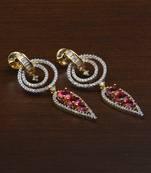 Gold Plated Hydro Ruby Embellished American Diamond Earrings 216ED609