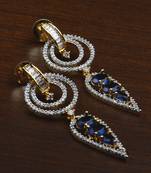 Gold Plated Hydro Sapphire Embellished American Diamond Earrings 216ED610