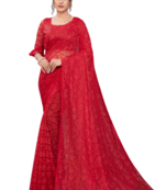 Red Rasal Net Bollywood Look Saree