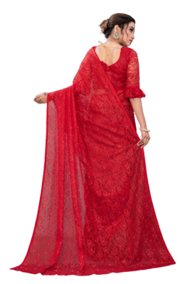 Red Rasal Net Bollywood Look Saree 2