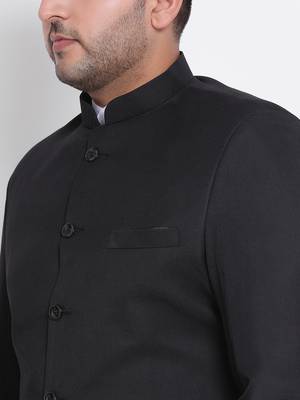 black plain viscose sherwani 5