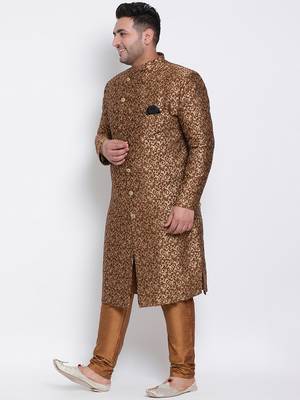brown woven viscose sherwani 2
