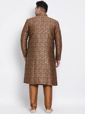 brown woven viscose sherwani 4