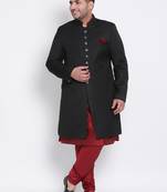 maroon plain viscose sherwani