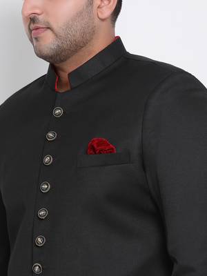 maroon plain viscose sherwani 5