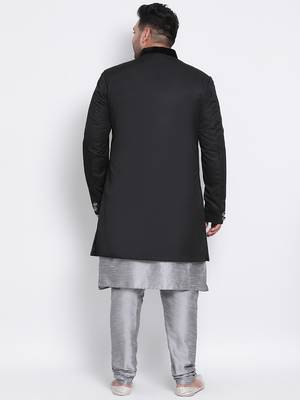 grey plain viscose sherwani 4