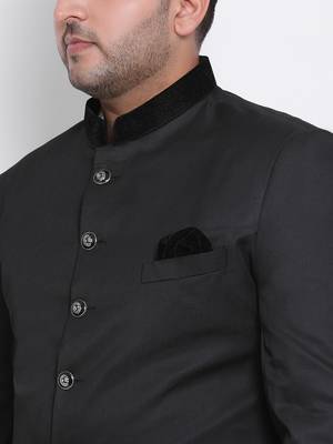 grey plain viscose sherwani 5