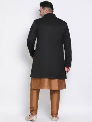 brown plain viscose sherwani 4