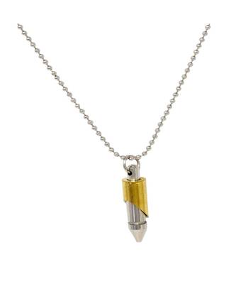 Men Silver Coated Golden Combo Bullet Pendant Jewelry 2