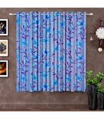 A Blue Polyester Punching Printed Window Curtain