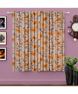 A Cream Polyester Punching Printed Window Curtain 1