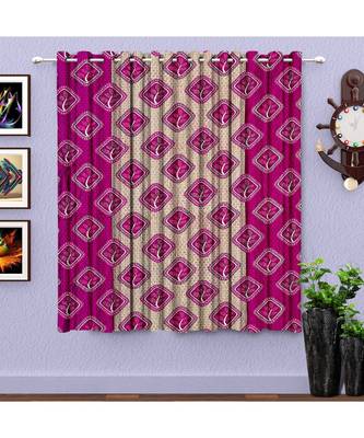 A Magenta Polyester Punching Printed Window Curtain 1