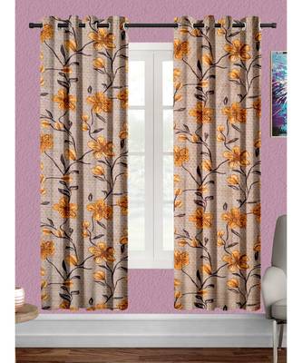 A Cream Polyester Punching Printed Window Curtain 1