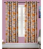 A Cream Polyester Punching Printed Window Curtain