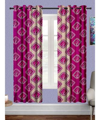 A Magenta Polyester Punching Printed Window Curtain 1