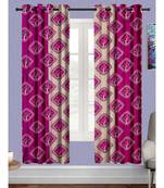 A Magenta Polyester Punching Printed Window Curtain