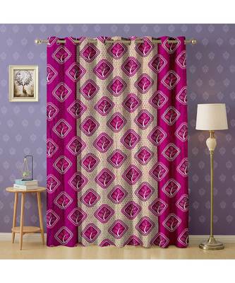 A Magenta Polyester Punching Printed Window Curtain 1