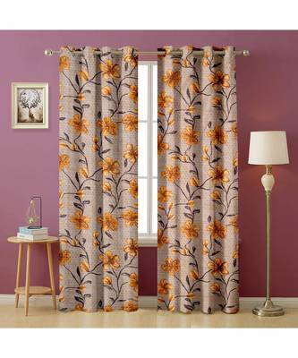 A Cream Polyester Punching Printed Window Curtain 1