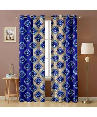 A Blue Polyester Punching Printed Window Curtain 1