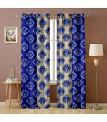 A Blue Polyester Punching Printed Window Curtain