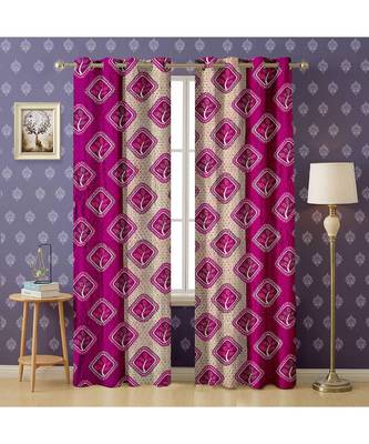 A Magenta Polyester Punching Printed Window Curtain 1