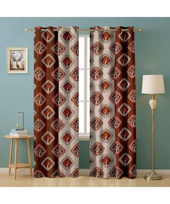 A Brown Polyester Punching Printed Window Curtain 1