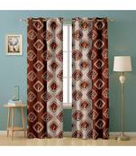 A Brown Polyester Punching Printed Window Curtain