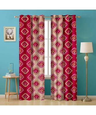 A Red Polyester Punching Printed Window Curtain 1