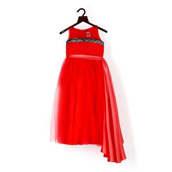 Red gown with sequence on chest 1