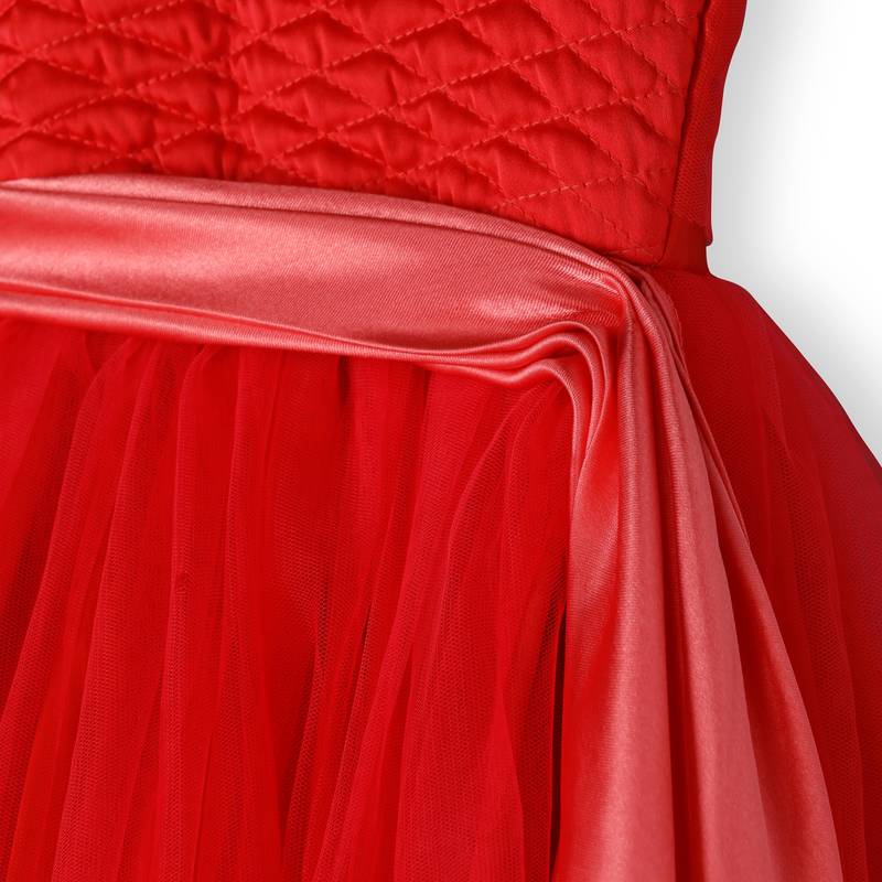 Red gown with sequence on chest