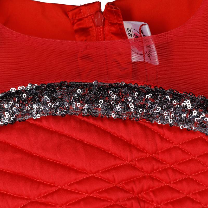 Red gown with sequence on chest