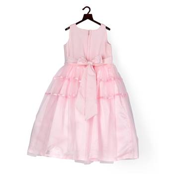 Pink Cow girls party gown embellished with hand made flowers 5