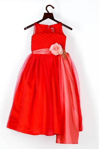 Red gown with flower on waist