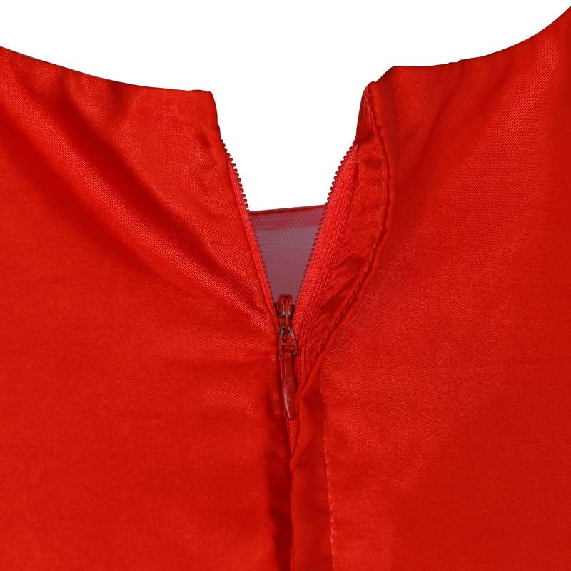 Red gown with flower on waist