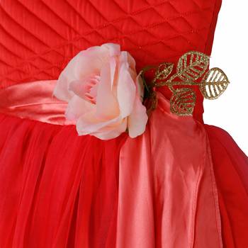 Red gown with flower on waist 3