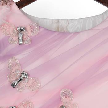 Pink cow stylish embroidered flared party gown -Lilac 3