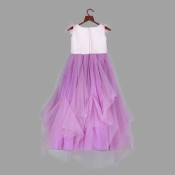 Pink cow stylish embroidered flared party gown -Lilac 5