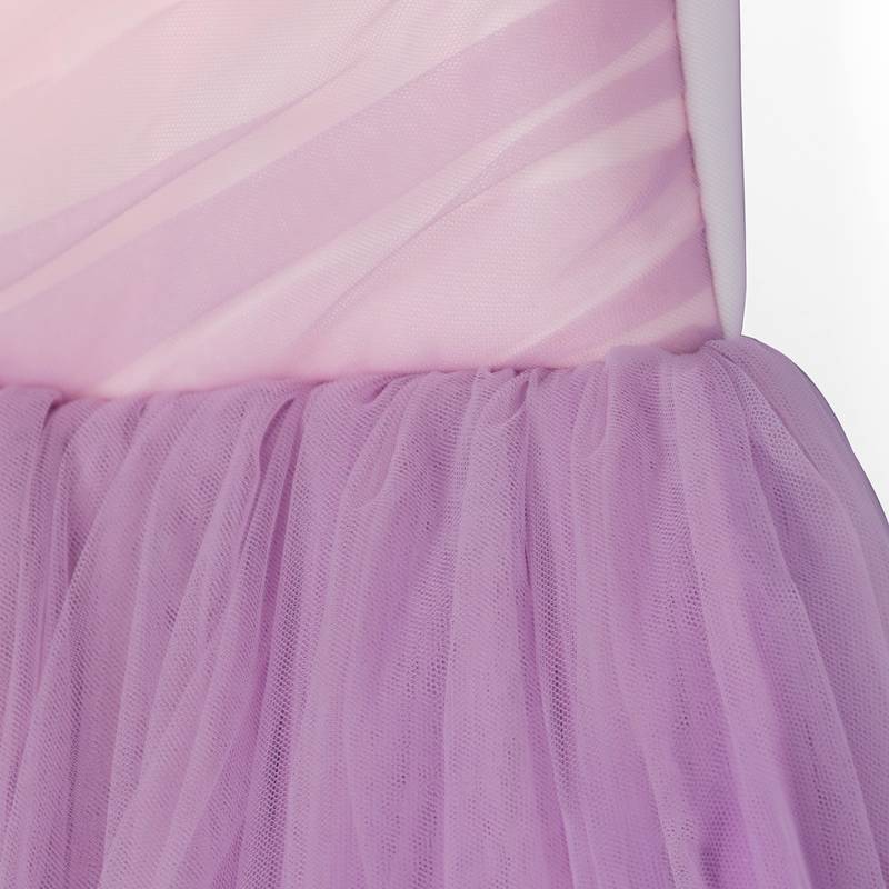 Pink cow stylish embroidered flared party gown -Lilac