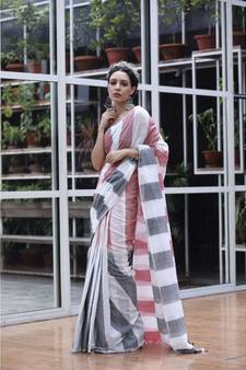 Multicolor handwoven cotton saree