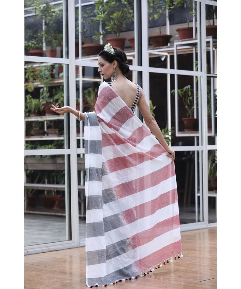 Multicolor handwoven cotton saree