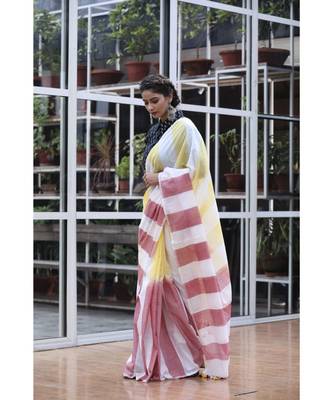 Multicolor handwoven cotton saree 3