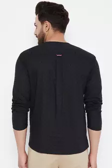 Black plain linen men-kurtas