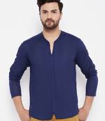 Blue plain cotton men-kurtas