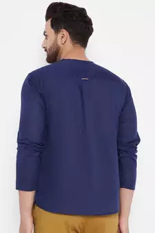 Blue plain cotton men-kurtas