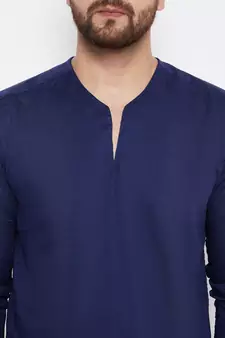 Blue plain cotton men-kurtas