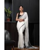 Off white handloom linen saree