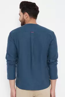 Blue plain cotton men-kurtas