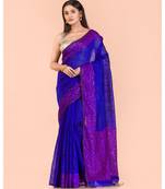Blue handwoven matka silk saree