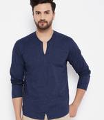 Blue plain cotton men-kurtas